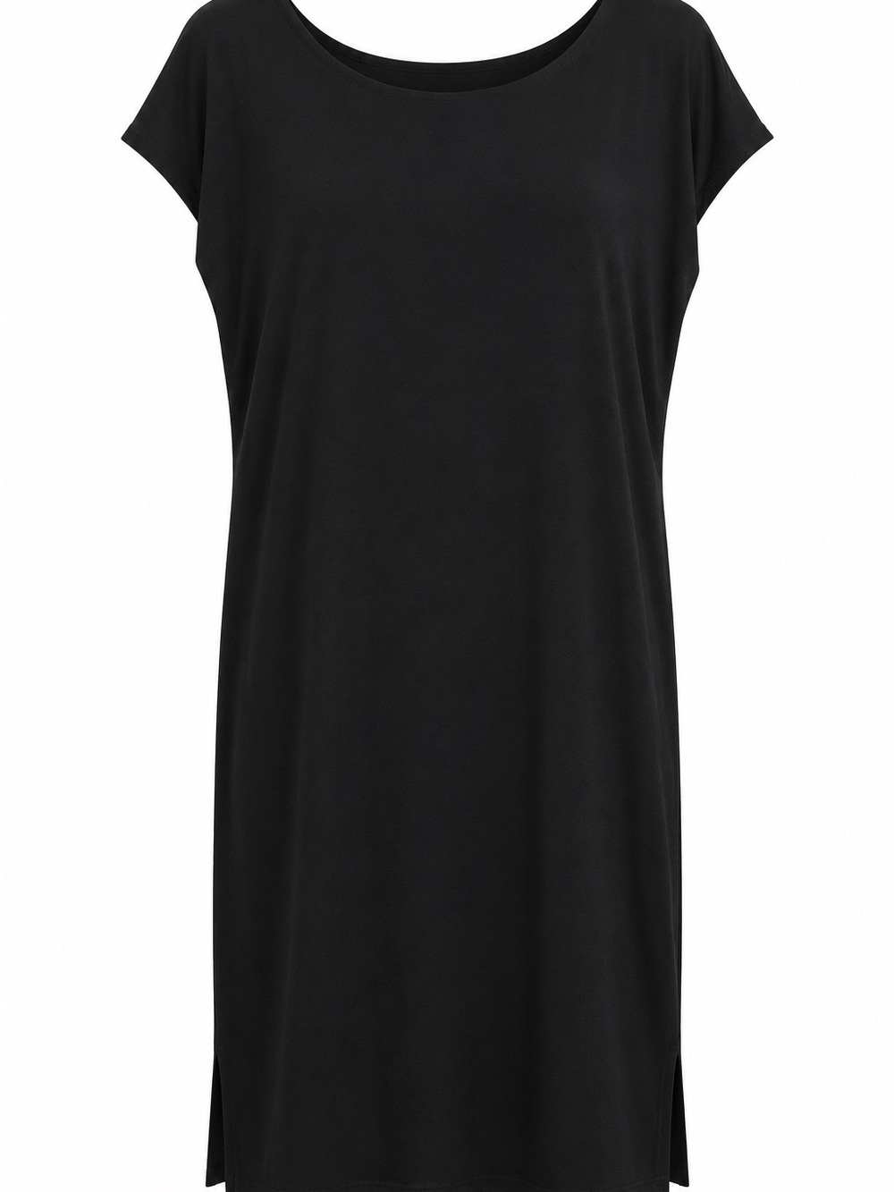 Eileen Fisher Black Viscose Jersey Shift Dress XL Made in USA